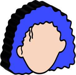 Sticker - 3D Cartoon face with blue hair