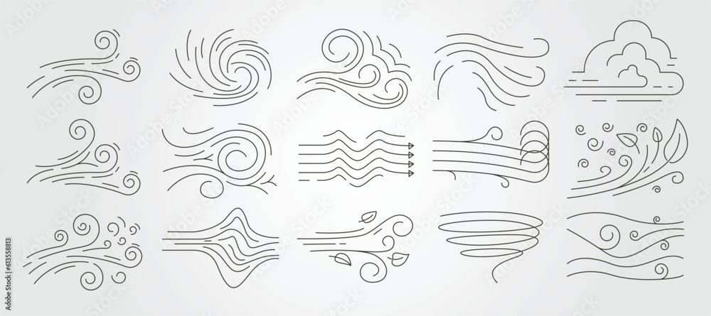 set of wind weather abstract vector illustration design, vector ...