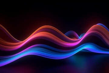 Wall Mural - 3d rendering, abstract background of colorful neon wavy line glowing in the dark. modern simple wall