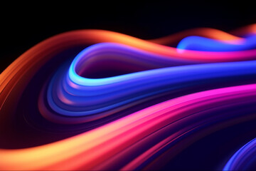 Wall Mural - 3d rendering, abstract background of colorful neon wavy line glowing in the dark. modern simple wall