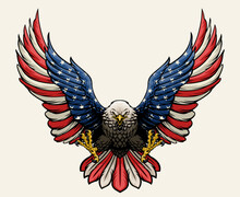 American Eagle Spread The Wings With American Flag Color