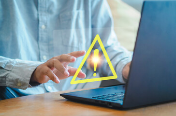 system hacked alert after cyber attack on computer network. compromised information concept. interne