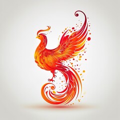 Illustration of a Firebird with a Majestic Tail. Generative AI