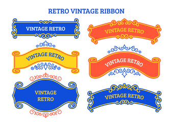 Retro Vintage Ribbon Vector Graphic Collection