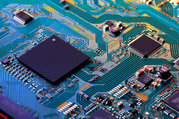 Canvas Print - Electronic circuit board close up.	