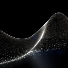 Wall Mural - abstract digital wave with particles on dark background.generative ai