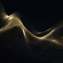 Wall Mural - abstract digital wave with particles on dark background.generative ai
