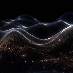 Wall Mural - abstract digital wave with particles on dark background.generative ai