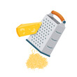 Box grater vector flat icon. Grated parmesan cheese flat illustration.