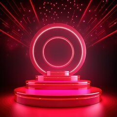 Wall Mural - Stage with spotlight. Stage podium with neon light. generative ai