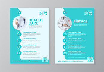 Corporate healthcare and medical cover and back page a4 flyer design template for print