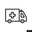 © Siddhesh - Ambulance car, medical emergency van vector icon in line style design for website, app, ui, isolated on white background. Editable stroke. Vector illustration.