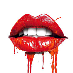 Fototapeta  a woman's bloody lips in a horror-themed makeup look