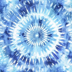 Wall Mural - He crafted a beautiful, tie-dye pattern, filled with vibrant blues.