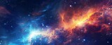Fototapeta Kosmos - Space background with stardust and shining stars. Realistic colorful cosmos with nebula and milky way. Blue galaxy background. Beautiful outer space. Infinite universe Generative AI