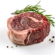 Bison ribeye meat isolated on white background. Generative AI