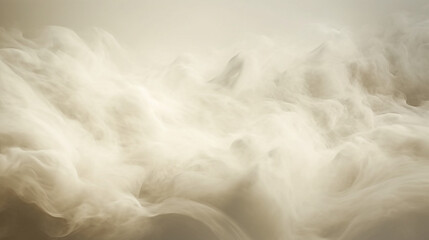 Wall Mural - Beautiful horizontal column of smoke in bright light. swirling fog cream color, exhaled out of the vape. Nice pattern for printing and backdrop of colored waves. background magical