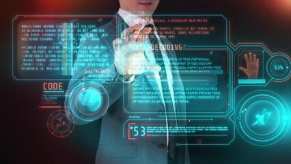 Wall Mural - infographic with an array of decoded data.