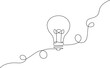 continuous single line drawing of light bulb, line art vector illustration