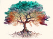 © Bisams - Watercolor style tree of life, mythological sacred tree, spiritual life concept. Generative AI