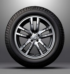 Wall Mural - Car wheels isolated on white background created with Generative AI technology.