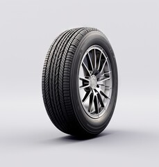 Car wheels isolated on white background created with Generative AI technology.