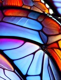 Fototapeta Kuchnia - Multicolored butterfly wings, macro, close-up, blue, orange, yellow, purple.