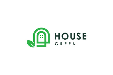 Wall Mural - Green house logo with abstract concept modern design