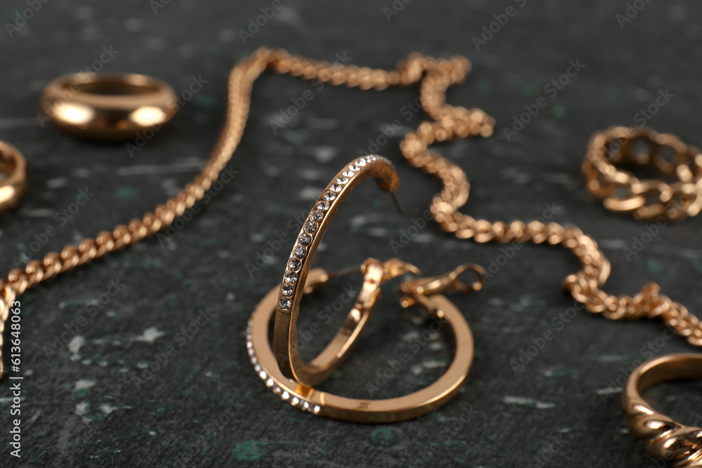 Beautiful jewellery on black background