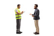 © Ljupco Smokovski - Full length shot of a bearded man talking to a worker in a reflective vest