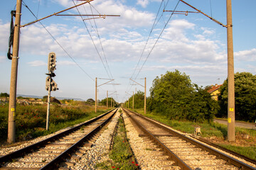 railroad tracks in the countryside