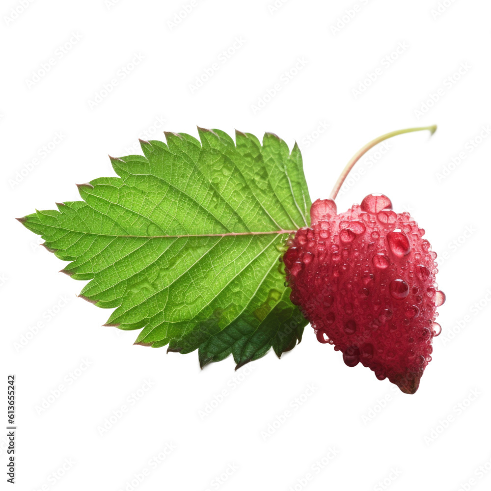Red raspberry leaf isolated on transparent background. Generative AI ...
