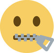 Top quality emoticon. Zip mouth emoji. Silent emoticon with closed metal zipper for mouth. Yellow face emoji. Popular element.