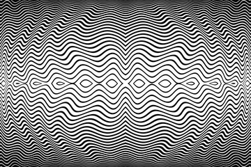 Wall Mural - wavy lines pattern. abstract black and white striped texture.