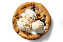 Giant Skillet Cookie With Chocolate Chips Served With Ice Cream. Artificial Intelligence