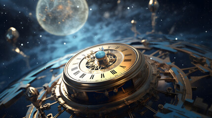 Wall Mural - clock in space, time concept