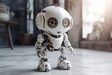 Friendly Cute AI Robot Helper Servant In Home. Generative AI.