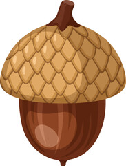 Acorn isolated on white background vector illustration. Detailed vector acorn with textured cap.