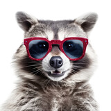 Fototapeta  - a cheeky Raccoon wearing sunglasses and a smirk, Fun-themed, square format in JPG. Generative ai