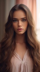 Wall Mural - A gorgeous lady with long flowing hair and calm face