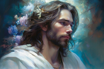 Jesus Christ, Jesus of Nazareth, Jesus of Galilee. Religious leader revered in Christianity, one of the world's major religions. Bible, God, religious, belive, pray. Generative AI