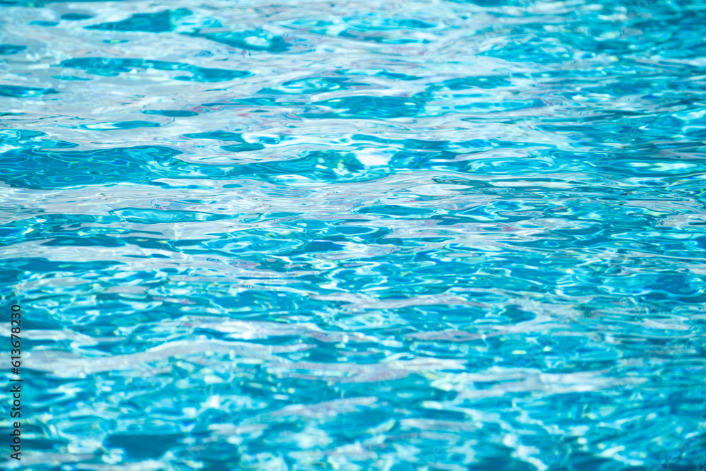 Background of blue water in swimming pool with sun reflection, ripple ...