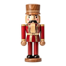 Wooden Christmas Nutcracker Figurine Isolated On A Transparent Background, Generative Ai