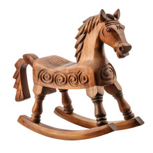 Wooden Rocking Horse Isolated On A Transparent Background, Generative Ai