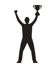 Sticker - One person standing, holding first place trophy