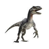 Velociraptor dinosaur on transparent background Generative AI