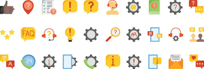 Sticker - Tech Support icon set with flat style simple, use 64 x 64 px, icon simple for your design