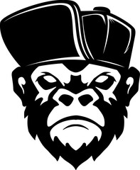 Sticker - Illustration of monkey in a cap. Design element for t shirt, poster, card, emblem