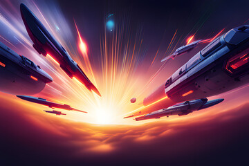 Wall Mural - rocket in sky created using ai generative technology
