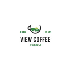 Wall Mural - view coffee logo, panorama coffee logo, forest coffee logo design good for your cafe business